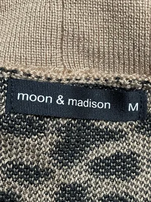 Moon & Madison Beige and Black Leopard Open-Front Cardigan Size Medium thumbnail 3