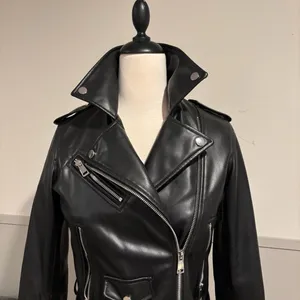 Zara Black Faux Leather Moto Jacket thumbnail 11