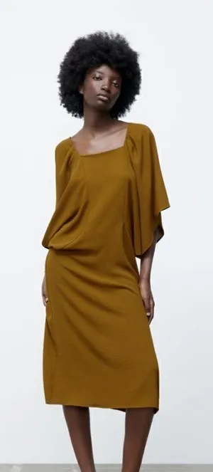 NWT - Zara VOLUMINOUS SLEEVE DRESS size Medium thumbnail 1