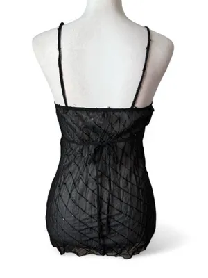 Vintage 90s Vintage Sheer Sequin Cami Black thumbnail 4