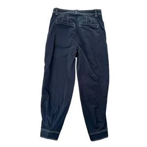Anthropologie Maeve Women’s Contrast Stitch Navy Blue Tapered Cropped Pants Sz 4 thumbnail 5