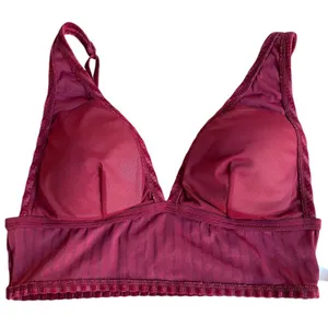 VS PINK burgundy maroon dark red striped velvet bralette top size M 80B thumbnail 5