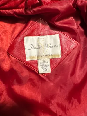 Studio Works Red Leather Zip Jacket thumbnail 2