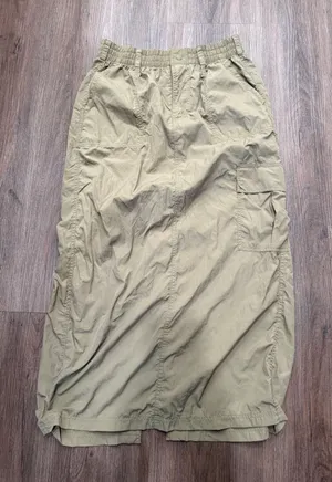OFFLINE by Aerie Womens Tan Khaki Nylon Cargo Maxi Skirt Elastic Waist Size M thumbnail 1