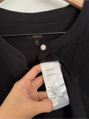 Quince Small Organic Cotton Gauze Roll Sleeve Shirt Black thumbnail 5