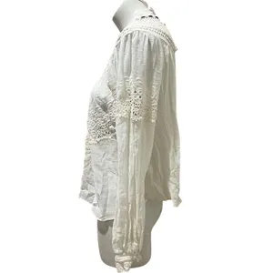 Free People Abigail Victorian Eyelet Top Ivory Blouse Size M thumbnail 8