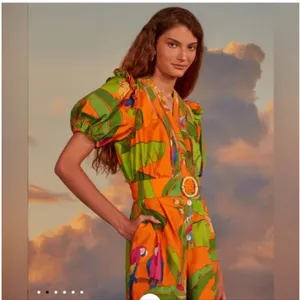 FARM RIO Orange Fresh Macaws Print Belted Romper Size‎ small thumbnail 2