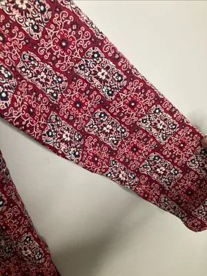 Source Unknown Red Patterned Open-Front Blazer Jacket Quilted Boho thumbnail 6