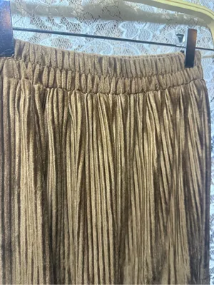Vintage Brown Pleated Tiered Maxi Skirt small thumbnail 3