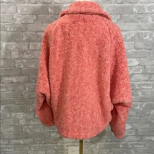Free People We The Free Teddy Swing Coral Pink Faux Fur Jacket thumbnail 9