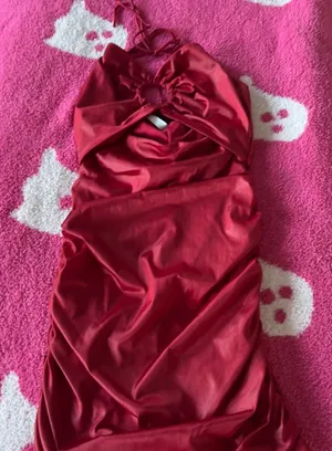 Lucy in the Sky Vibrant Red Satin Gown thumbnail 1