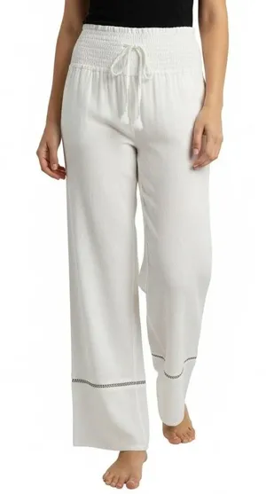 Vera Bradley Claudine‎ Palazzo Pants Ivory Wide Leg Tassel Rayon M NEW Women's thumbnail 1