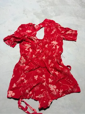 Gentle fawn Red Floral V-Neck Romper large thumbnail 8