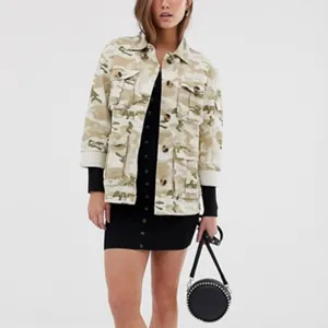 NWT Bershka natural camo army jacket in beige thumbnail 4