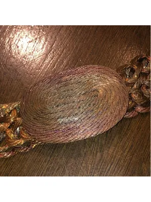 Copper Metal Vintage Brutalist Chunky Retro Braided Belt With Removable Buckle thumbnail 2