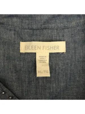 Eileen Fisher Sleeveless Button-Down Blue Tunic Dress XL Organic Cotton Studded thumbnail 3