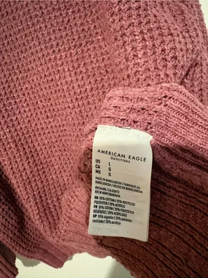 American Eagle Oversized Crew Neck Long Sleeved Waffle Knit‎ Sweater pink large thumbnail 4