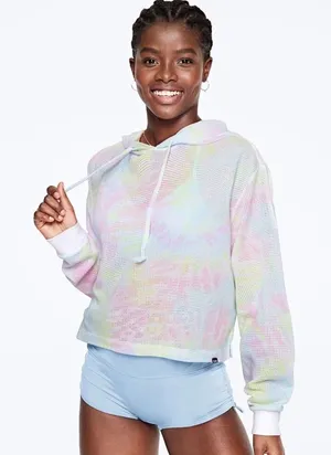 Victoria’s Secret PINK Mesh Tie Dye Pullover Hoodie – Rainbow Pastel – Large NWT thumbnail 1