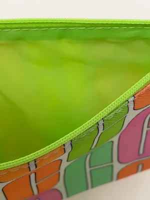Clinique Neon Green-Zip Multicolor Logo Pouch thumbnail 2