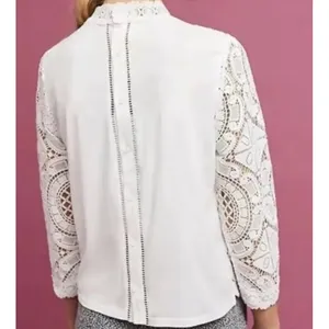 James Coviello Size XS‎ Anthropologie Crochet Lace White Long Sleeve Top thumbnail 2