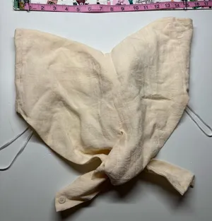 H&M Neutral Linen Tie-Front Bandeau Top | Cream | Small thumbnail 1