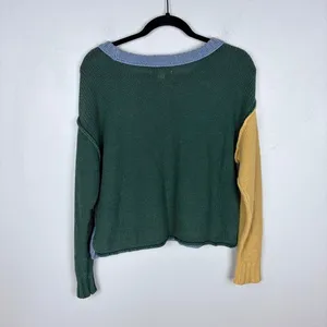 American Eagle Colorblock Easy Crewneck Sweater Cotton‎ Knit Summer Size XS thumbnail 4