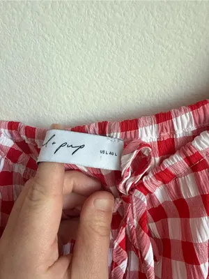 Petal + Pup Dorothea Gingham Mini Dress Red White Smocked Large thumbnail 12
