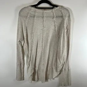 We The Free‎ People Oatmeal Beige Thermal V-Neck Waffle Knit Top Womens Medium thumbnail 7