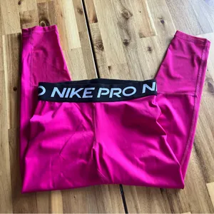 Nike Pro Dri-Fit Leggings Women’s Small Pink Athletic Training Tights thumbnail 1