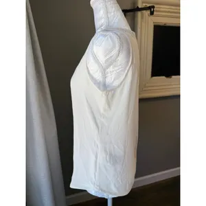 Banana Republic Cream Sleeveless Top Zip Back Pinhole Mesh Size XS thumbnail 5