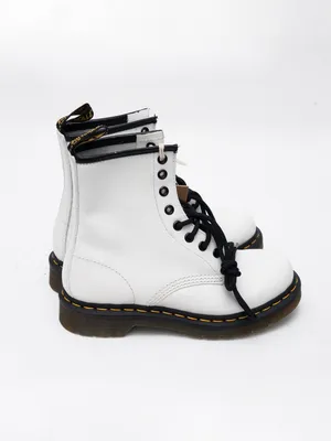 Dr Martens White Leather Combat‎ Boots Size 6 thumbnail 6