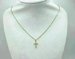 Simple 18k Gold Plated Cross Pendant Necklace With Micro-inlaid Cz Stone thumbnail 3