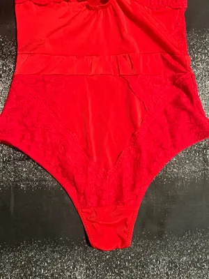Womens medium Black Fuschia red lace-accented bodysuit-"lingerie as outerwear" thumbnail 6