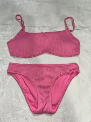 Hollister Pink Ribbed Swim Bikini Set thumbnail 1
