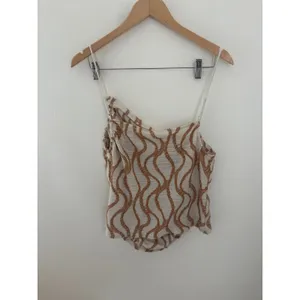Free People Ruched Textured Wavy Camisole Top‎ Ivory Tan XL thumbnail 2