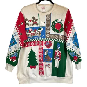 Vintage 90s Christmas Pullover Crewneck Sz Medium Graphic Retro thumbnail 1