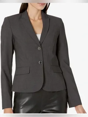 Calvin Klein Charcoal Gray Tailored Two-Button Blazer thumbnail 1