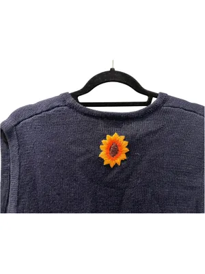 NWT Vtg Bobbie Brooks Fall Harvest Scarecrow Sweater Vest L Pumpkin Sunflower thumbnail 7