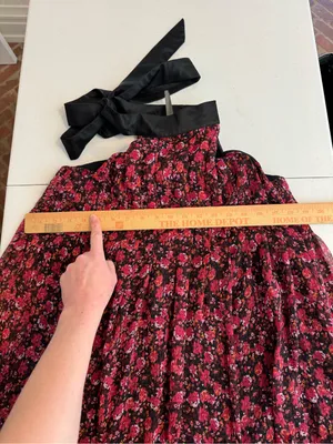 By Anthropologie Tie-Neck Halter Ruffled floral print Mini Dress size small thumbnail 6