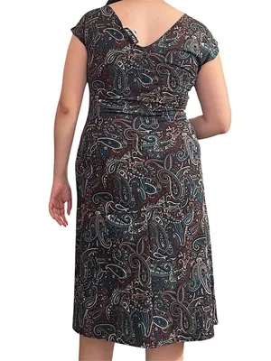 Brown & teal paisley dress. thumbnail 3