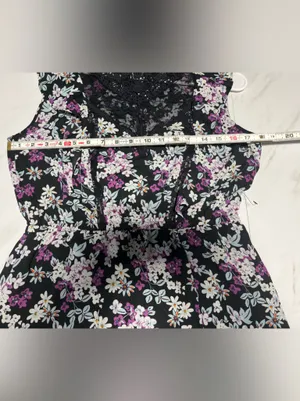 NWOT Express Floral Dress High Neck Lace Detail front slit size M thumbnail 8