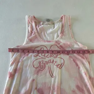 Lucky Brand Pink Tie Dye Tank Top Size Medium | Graphic Clover Logo | Soft Cotto thumbnail 4