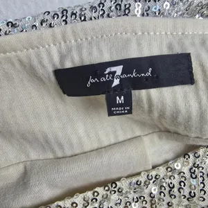 7 For All Mankind‎ 5Y Womens Silver Sequin Shift Mini Dress Short Sleeve Medium thumbnail 5