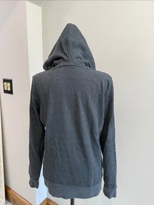 The North Face Hoodie Womens Medium Gray Purple Pullover Pockets Vertical Logo M thumbnail 3