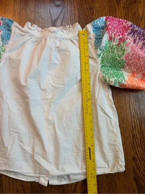THML White Ruffle Neck Blouse Floral Multicolor Embroidered Puff Sleeves Small thumbnail 9