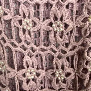 Reference Point Vintage Crochet Tank Top Long Vest Size L Pink Boho Hippie Fairy Embellished Y2K thumbnail 3