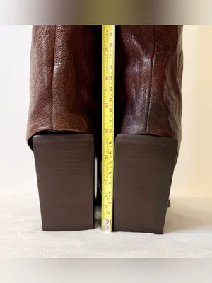 NWT Emauele Crasto Leather Fold Over High Shaft Boots in Brown Size 39 thumbnail 13