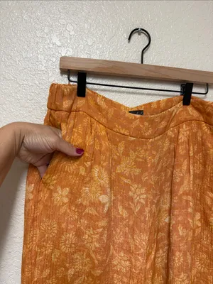 WONDERLY Yellow-Orange Floral Wide-Leg Pants Size XL thumbnail 4