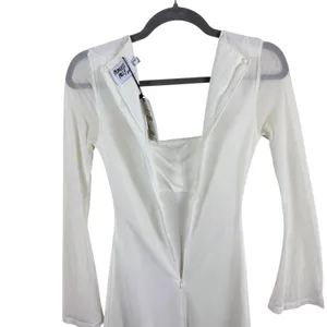 Princess Polly NWT Martinez White Mesh Long Sleeve Mini Dress Square Neck Size 0 thumbnail 7