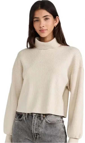 GOOD‎ AMERICAN Ribbed Turtleneck Cropped Sweater thumbnail 1